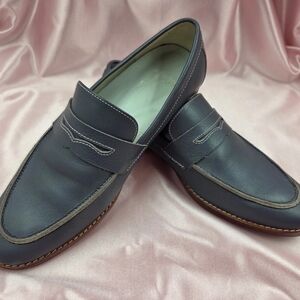 Calza Florence Dark Blue Leather Low Heel Shoes – Size 38 Unisex Loafer